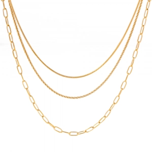 Collier double rang en acier inoxydable + Collier à maillons