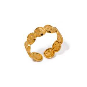 Bague ouverte en acier inoxydable en forme d'étoile à cinq branches