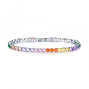 Bracelet en zircon à une rangée de diamants ronds de 4 mm