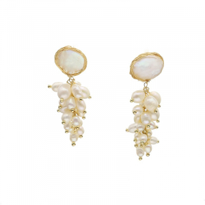 Boucles d'oreilles perles naturelles, motif raisin