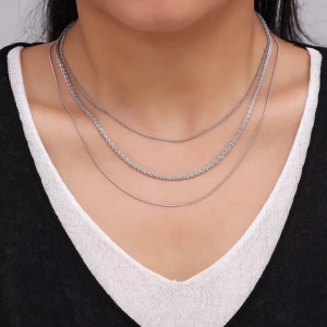 Collier acier titane à 3 rangs