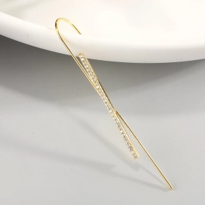 Boucles d'oreilles pendantes plaquées or avec zircon