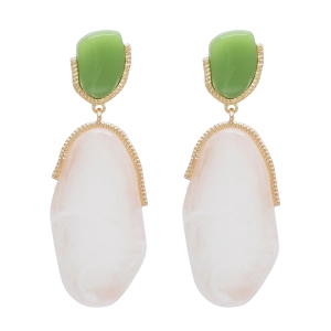 Boucles d'oreilles blanches imitation pierre