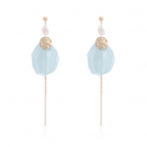 Boucles d'oreilles à pétales immortelles, avec chaîne dorés