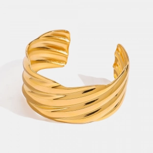 Bracelet ouvert en acier inoxydable plaqué or 18 carats